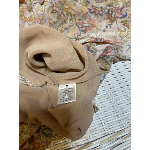 Fab’rik Women’s Beige Floral Crop Top Button Front Long Sleeve Size M - Picture 7 of 13